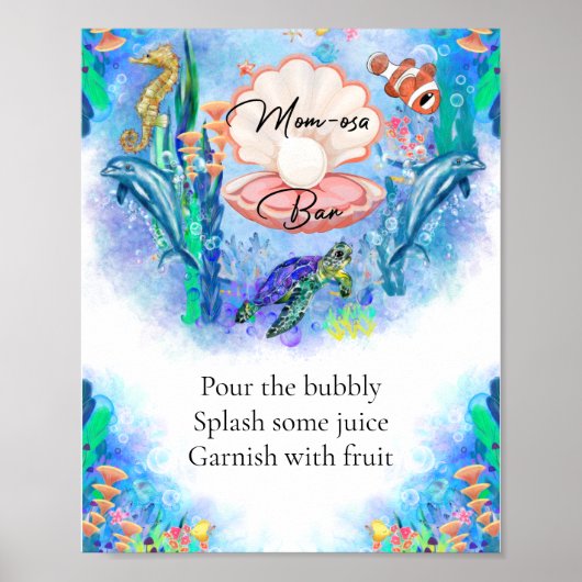 Ocean Zee Animals Momosa Bar Drink Sign Poster (Voorkant)