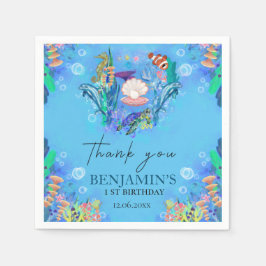 Ocean Zee Animals Wild One Birthday Napkins Servet