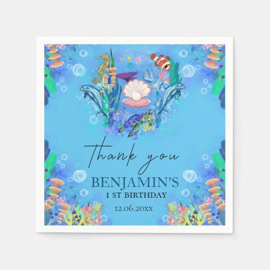 Ocean Zee Animals Wild One Birthday Napkins Servet (Voorkant)