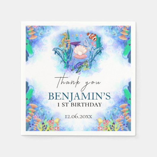 Ocean Zee Animals Wild One Birthday Napkins Servet (Voorkant)