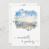 ** Ocean Zee Artistic RSVP - Strand QR AR7 Huwelij Kaart (Voorkant / Achterkant)
