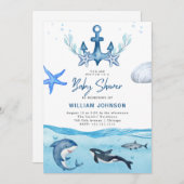 Ocean & Zee Baby shower Invitation Kaart (Voorkant / Achterkant)