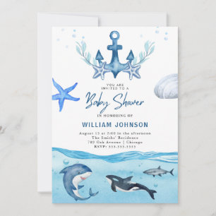 Ocean & Zee Baby shower Invitation Kaart