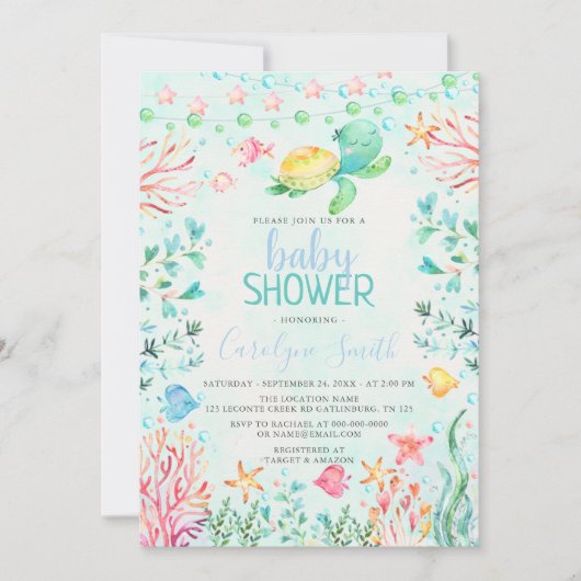 Ocean Zee Baby shower Invitation Kaart (Voorkant)