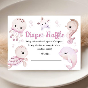 Ocean Zee Baby Shower Roze Luierspel Informatiekaartje