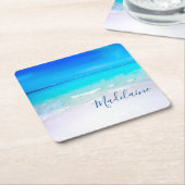 Ocean Zee Beach Blue Aqua Coastal Persoonlijk Kartonnen Onderzetters (Schuin)