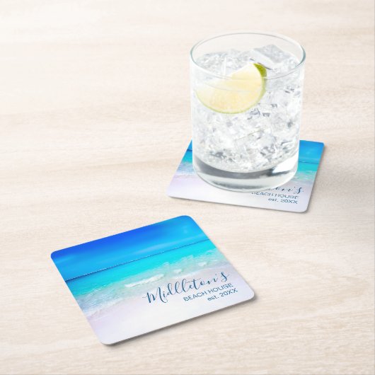 Ocean Zee Beach Blue Aqua Kustfamilie Kartonnen Onderzetters (Insitu)