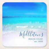 Ocean Zee Beach Blue Aqua Kustfamilie Kartonnen Onderzetters (Voorkant)