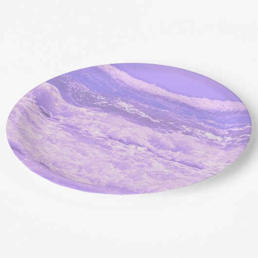 Ocean Zee Beach Paarse Waves Water Papieren Bordje (Gekanteld)