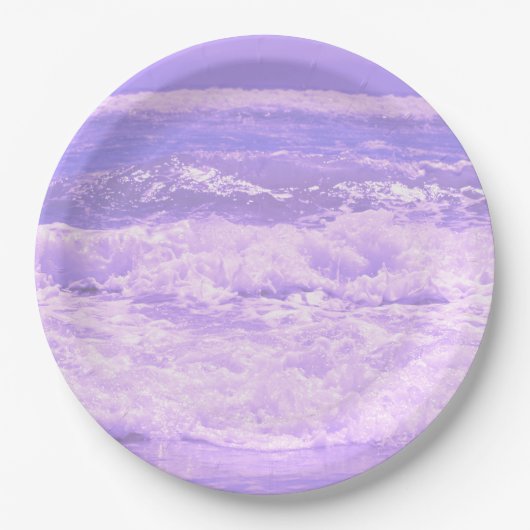 Ocean Zee Beach Paarse Waves Water Papieren Bordje (Voorkant)