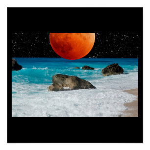 Ocean Zee Beach Rock Sand Moon Stars personalisere Perfect Poster