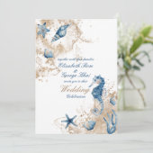 Ocean Zee Beach Seahorse nautische bruiloft Kaart (Staand voorkant)