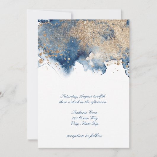 Ocean Zee Beach Seahorse nautische bruiloft Kaart (Achterkant)