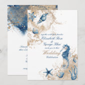 Ocean Zee Beach Seahorse nautische bruiloft Kaart (Voorkant / Achterkant)