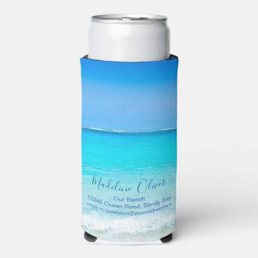 Ocean Zee Blue Business Modern Seltzer Blikjeskoeler (Seltzer Voorkant)