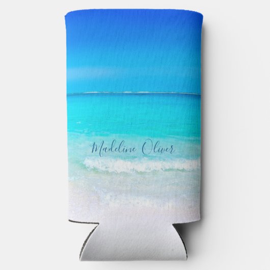 Ocean Zee Blue Business Modern Seltzer Blikjeskoeler (Achterkant)