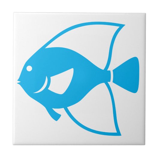 Ocean Zee Blue Fish White Tile Bathroom Accent Tegeltje (Voorkant)