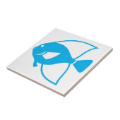 Ocean Zee Blue Fish White Tile Bathroom Accent Tegeltje (Zijkant)