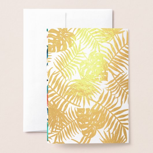 Ocean Zee Blue Gold Foil Tropical Wedding Invite Folie Kaarten (Met envelop)