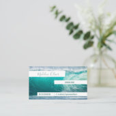 Ocean Zee Blue Waves Beach Aqua Modern White Visitekaartje (Staand voorkant)