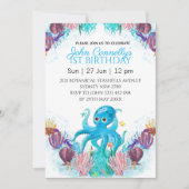 Ocean Zee Colorful Boy Octopus Birthday Kaart (Voorkant)