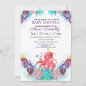 Ocean Zee Colorful Pink Octopus Baby shower Kaart (Voorkant)