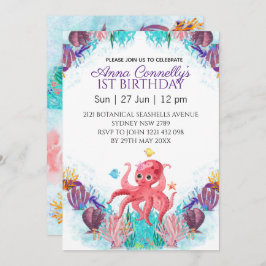Ocean Zee Colorful Pink Octopus Birthday Kaart