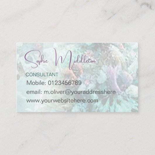 Ocean Zee Coral Blue Elegant Visitekaartje (Achterkant)