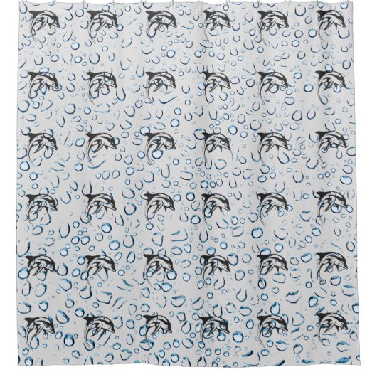 Ocean Zee Dolphin World - Gray Douchegordijn (Voorkant)