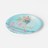 Ocean Zee Flamingo Bloemige Juwelen Roze Papieren Bordje (Gekanteld)