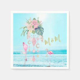 Ocean Zee Flamingo Floral Jewels Pink Servet