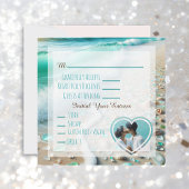 Ocean Zee Glass Kustfoto Bruiloft RSVP Kaart