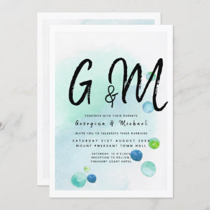 Ocean Zee Glass Ombre Turquoise Blue Wedding Kaart
