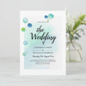 Ocean Zee Glass Ombre Turquoise Blue Wedding Kaart (Staand voorkant)