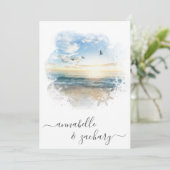 *~* Ocean Zee Helm RSVP - Beach QR7 Wedding Inv Kaart (Staand voorkant)