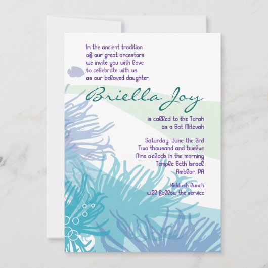 Ocean Zee Life Bat Bar Mitzvah Uitnodiging (Voorkant)