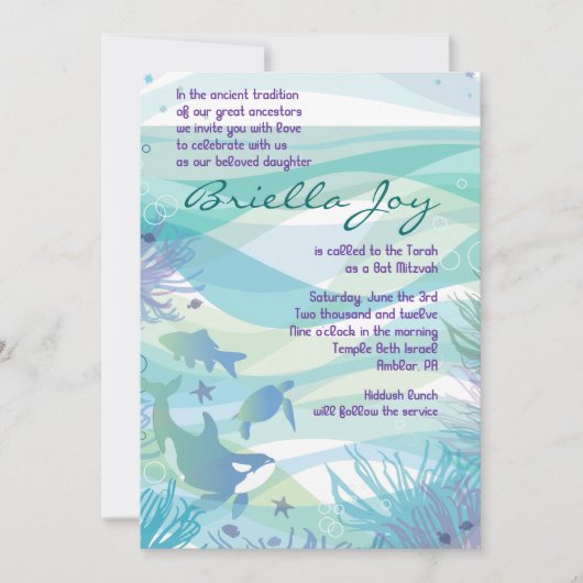 Ocean Zee Life Bat Mitzvah Uitnodiging (Voorkant)