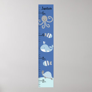 Ocean Zee Life Blue Grey Growth Chart Keep at 8x44 Poster
