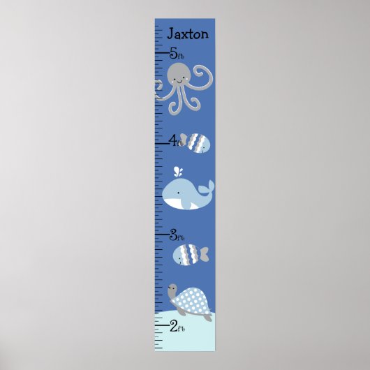 Ocean Zee Life Blue Grey Growth Chart Keep at 8x44 Poster (Voorkant)