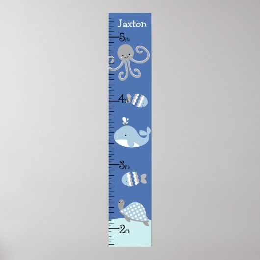 Ocean Zee Life Blue Grey Growth Chart Keep at 8x44 Poster (Voorkant)