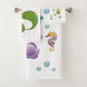 Ocean Zee Life Cute Fish Pattern Specified Kinder Bad Handdoek