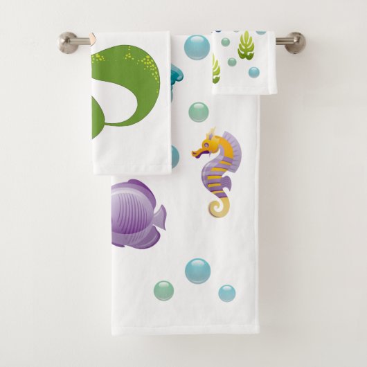Ocean Zee Life Cute Fish Pattern Specified Kinder Bad Handdoek (Insitu)