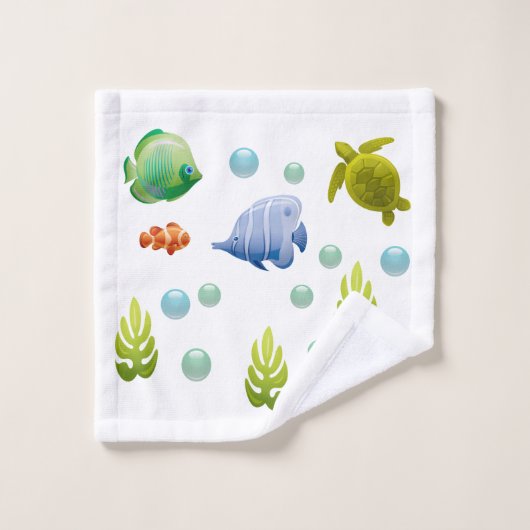 Ocean Zee Life Cute Fish Pattern Specified Kinder Bad Handdoek (Wasdoekje)