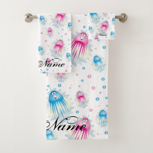Ocean Zee Life Cute Jellyfish Aangepaste Kinderen Bad Handdoek (Insitu)