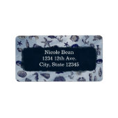 Ocean Zee Life Nautical Seashells Beach Weddenscha Etiket (Voorkant)