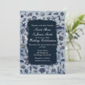 Ocean Zee Life Nautical Seashells Beach Weddenscha Kaart (Staand voorkant)