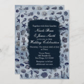 Ocean Zee Life Nautical Seashells Beach Weddenscha Kaart (Voorkant / Achterkant)