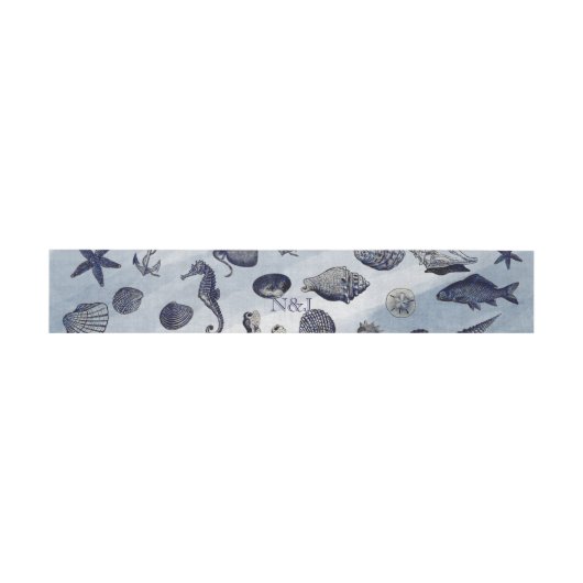 Ocean Zee Life Nautical Seashells Beach Weddenscha Uitnodigingen Wikkel (Vlak)