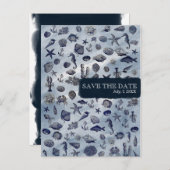 Ocean Zee Life nautische zeeschelpen SAVE DE DATUM Aankondigingskaart (Voorkant / Achterkant)