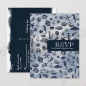 Ocean Zee Life nautische zeeschelpen strand RSVP Uitnodiging Briefkaart (Voorkant / Achterkant)